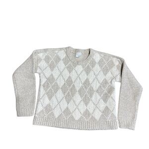 Abercrombie Kids Argyle Knit Sweater Beige Cream Neutral Size 11/12